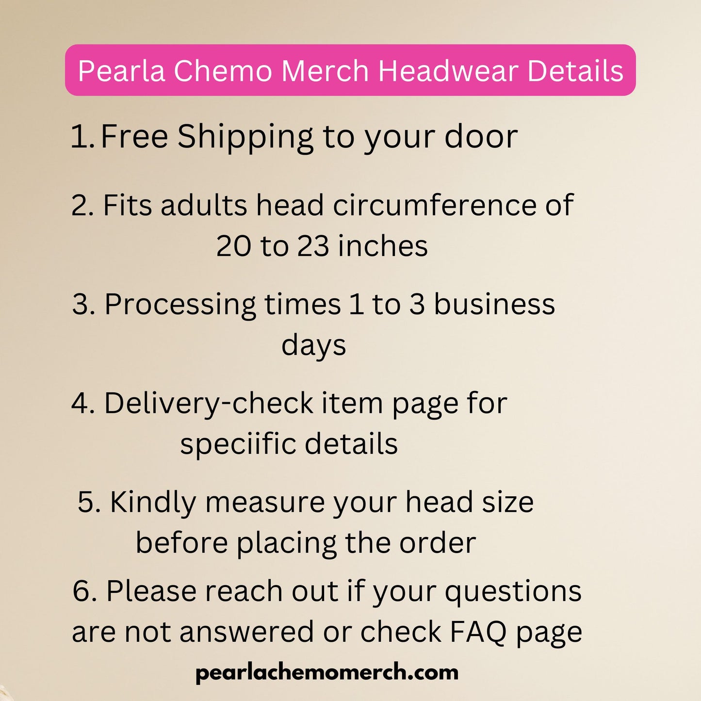 Pearla Chemo Merch head wear