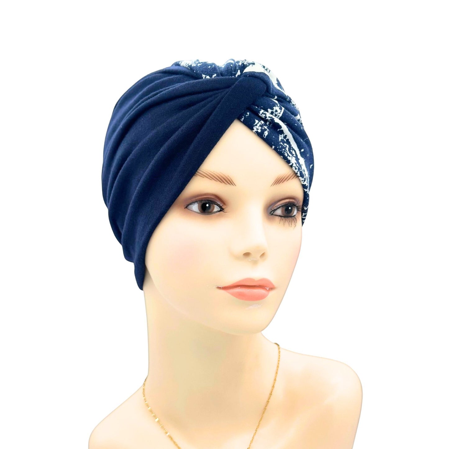 Two-Tone Pattern Chemo Cap navy