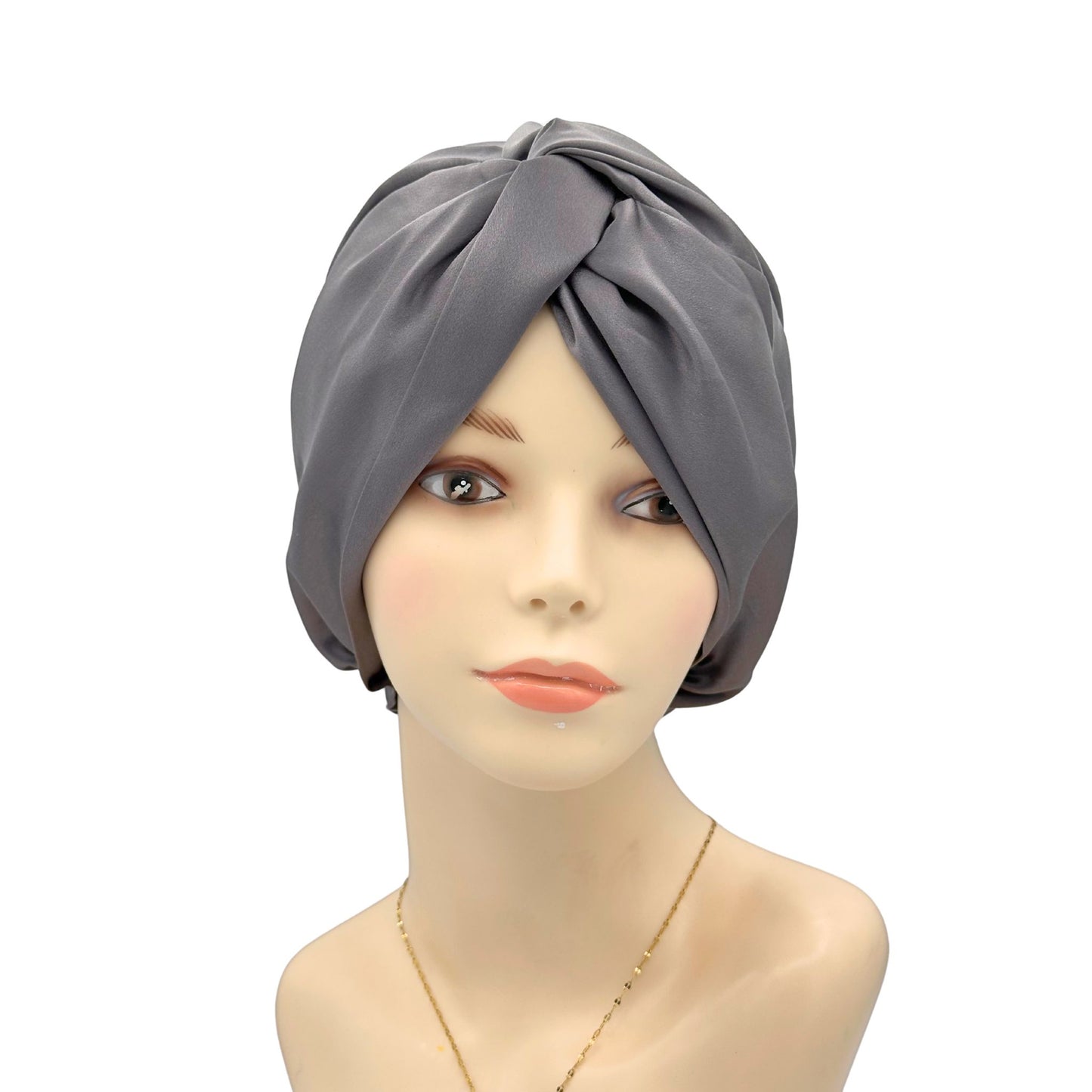 dark gray silk sleeping bonnet