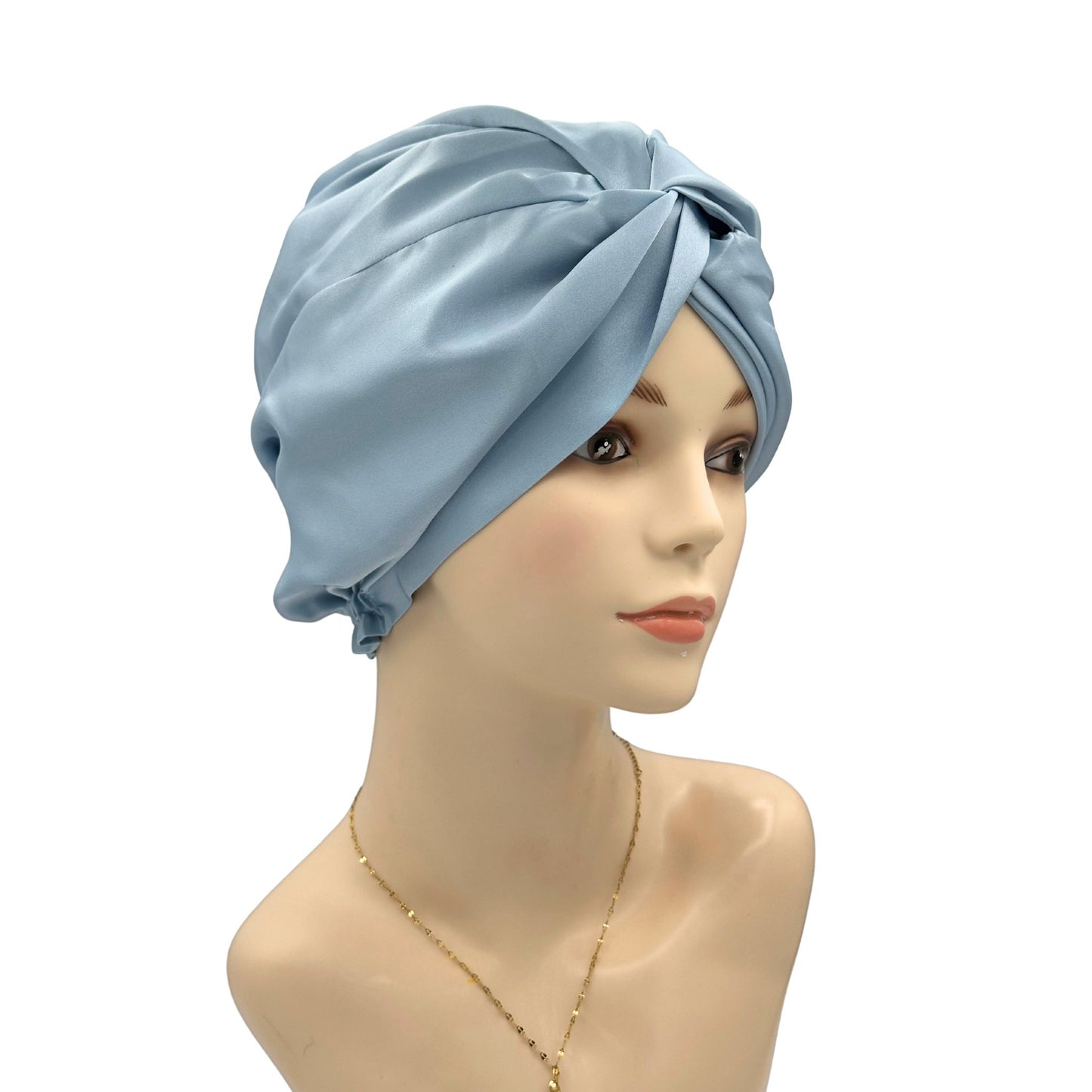light blue night sleep bonnet