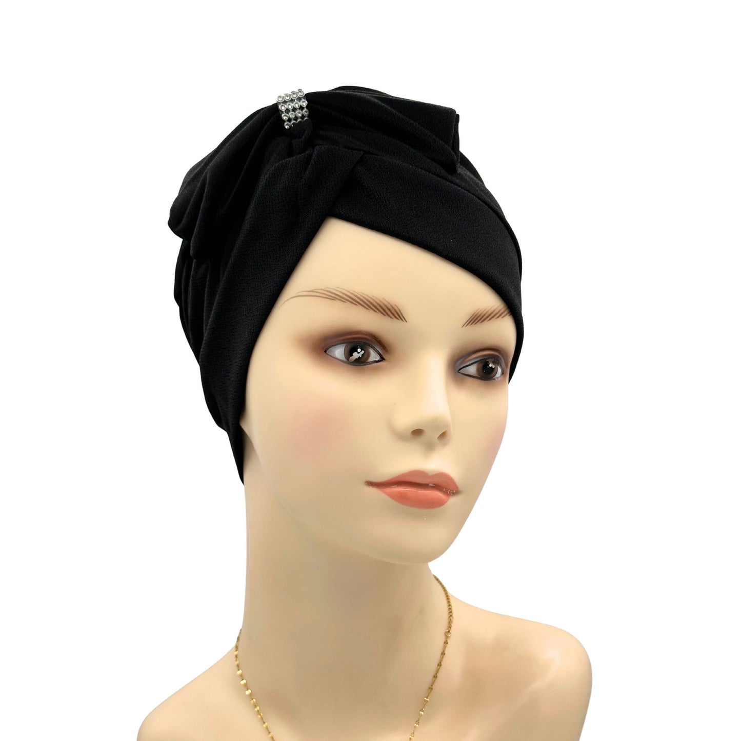 Black chemo headwear for bald women