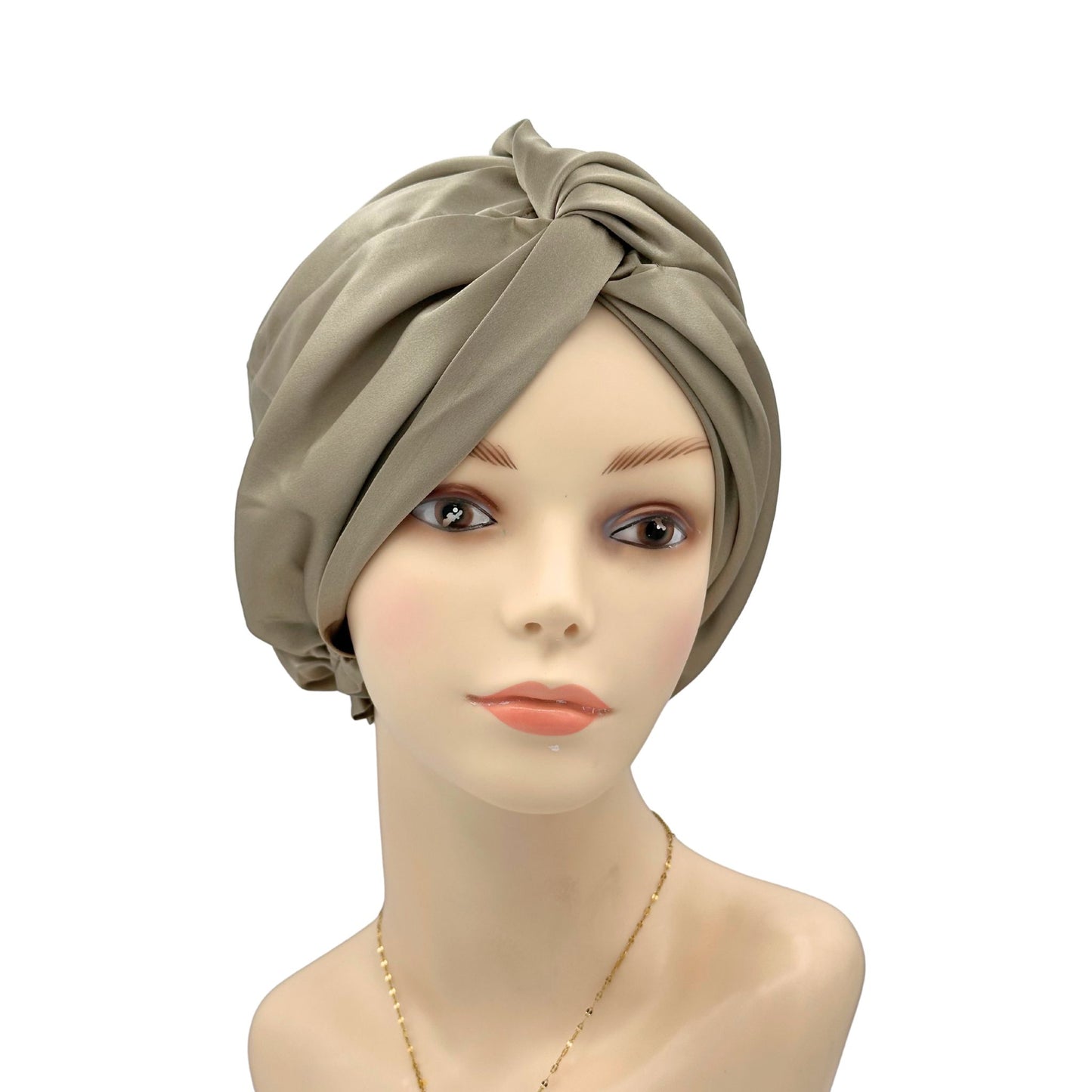 sleep bonnet for hair loss khaki