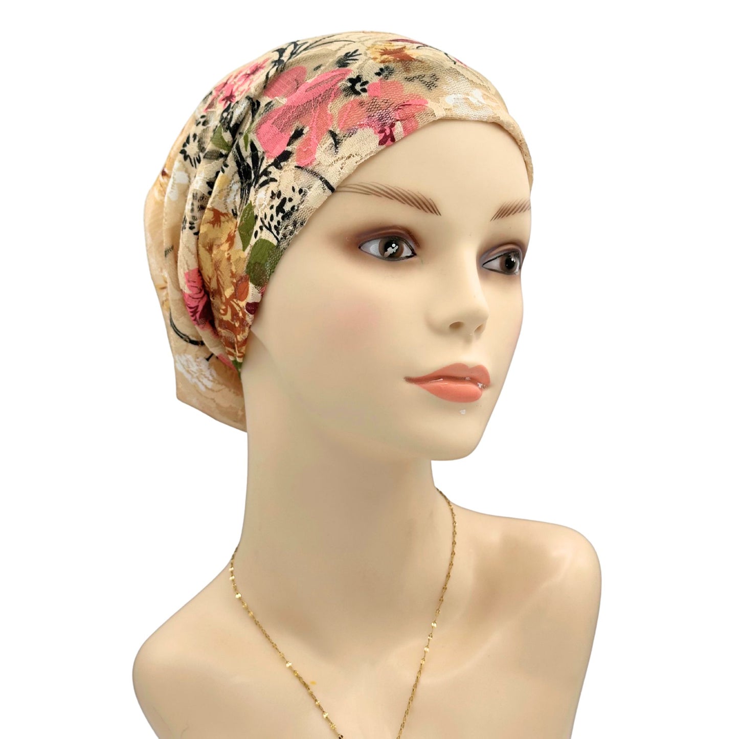 Pearla Pretty Lace Floral Baggy Hat