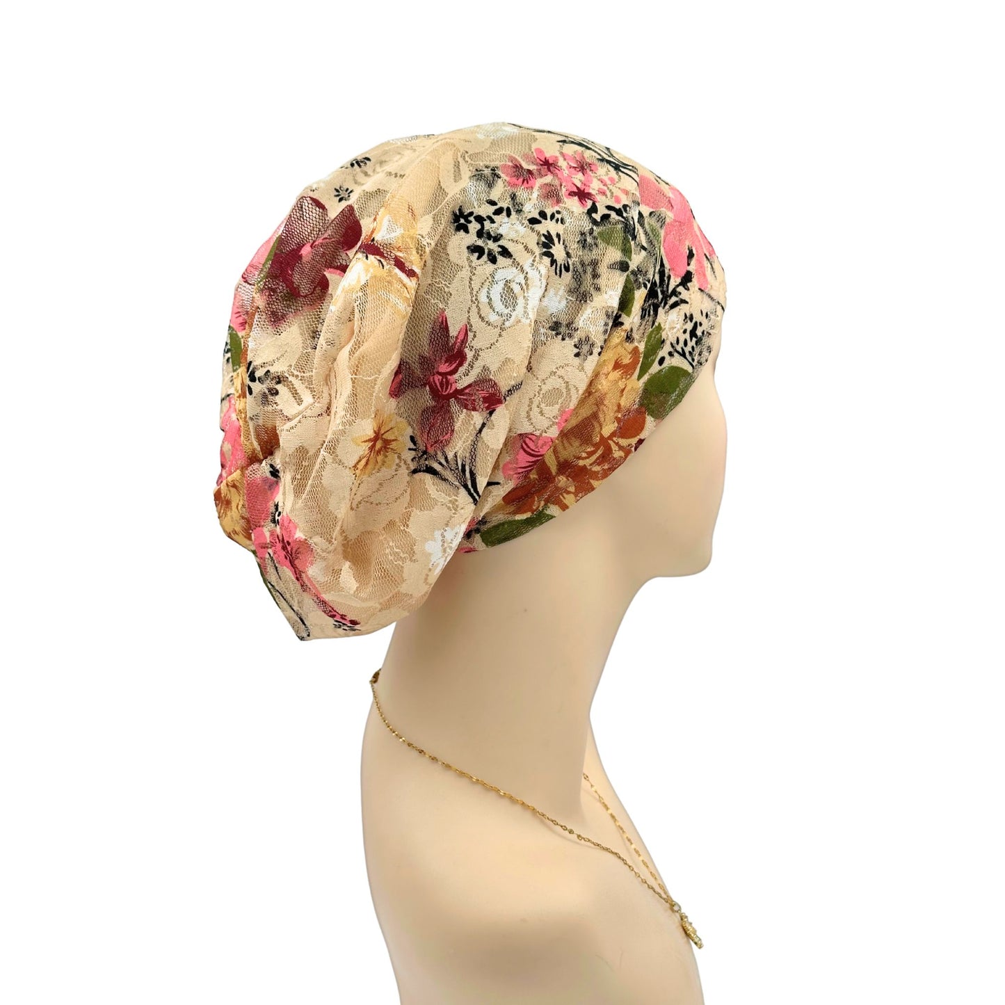 Floral Lace baggy chemo headwear