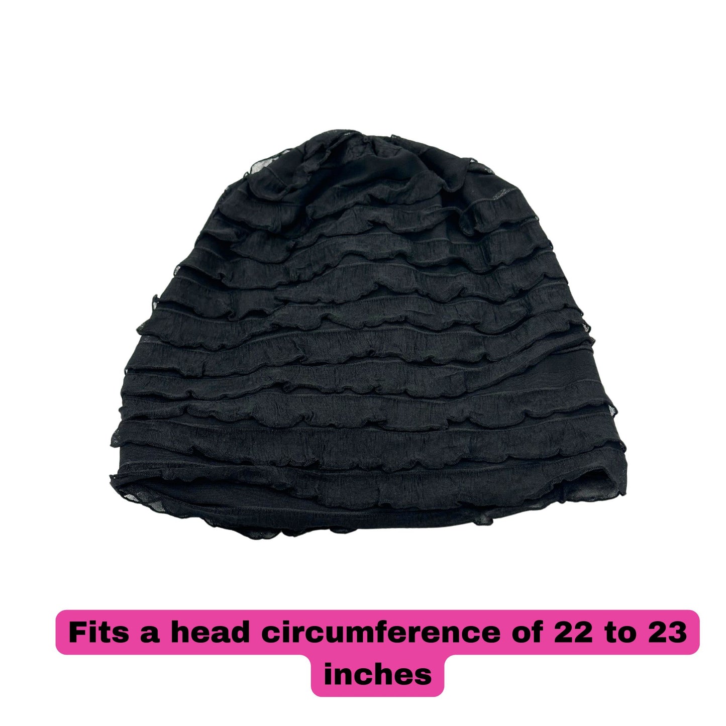 Black lace cotton chemo headwear