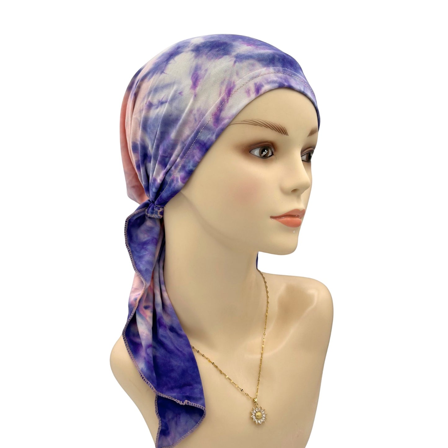 Purple pink pretied Chemo head scarf
