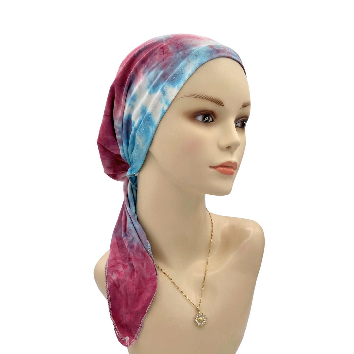pre tied cancer head scarf purple