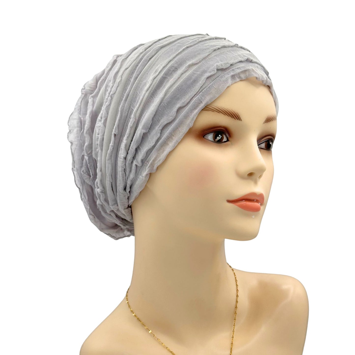 pleat style lace cotton chemo hat