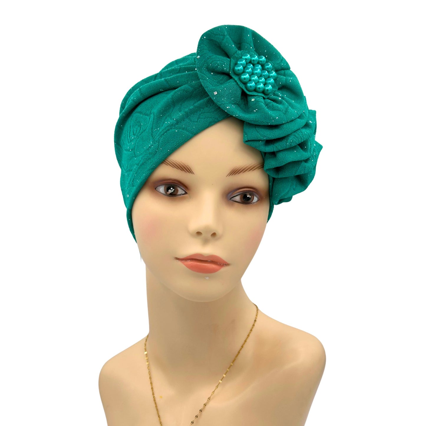 Hat for chemo bald head green