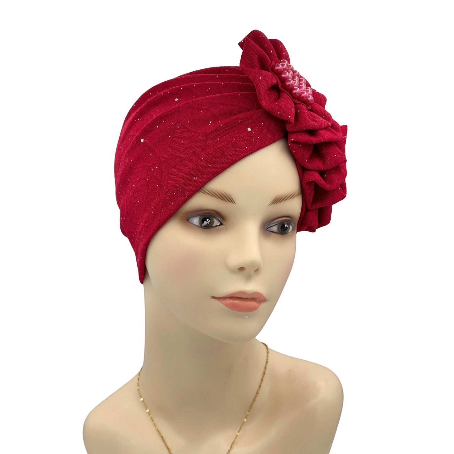 Womens hat for bald head wine red
