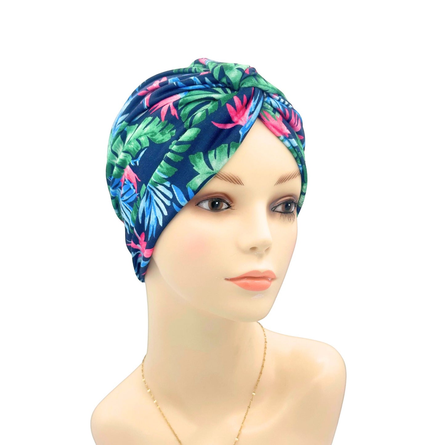 Floral Twisted Cancer Beanie Hat gree