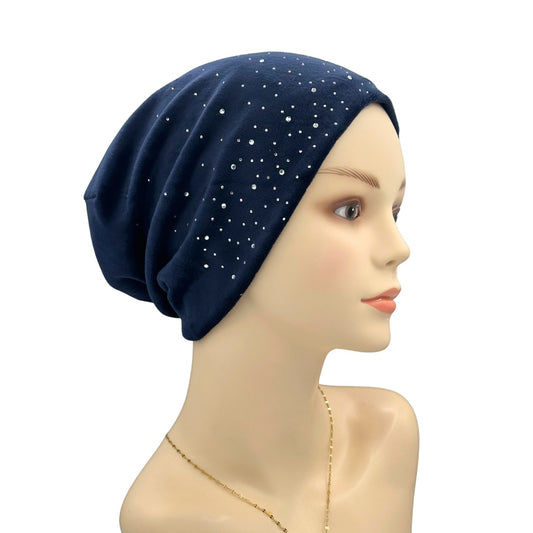 Beaded Jewels Velvet Chemo Alopecia Hat For Women