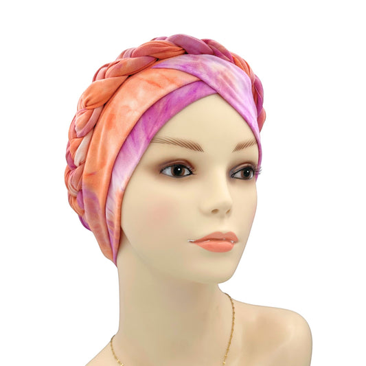Pearla Braided Chemo/Alopecia Hat orange
