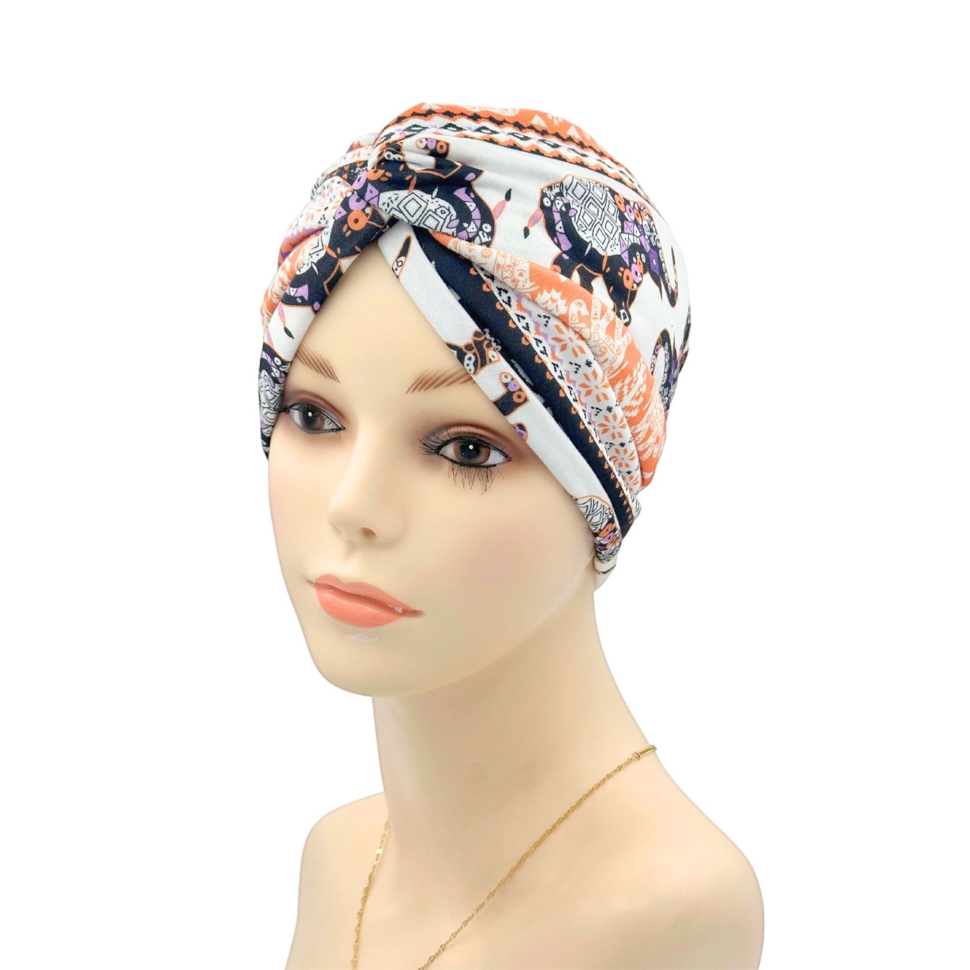 elephant pattern chemo hat