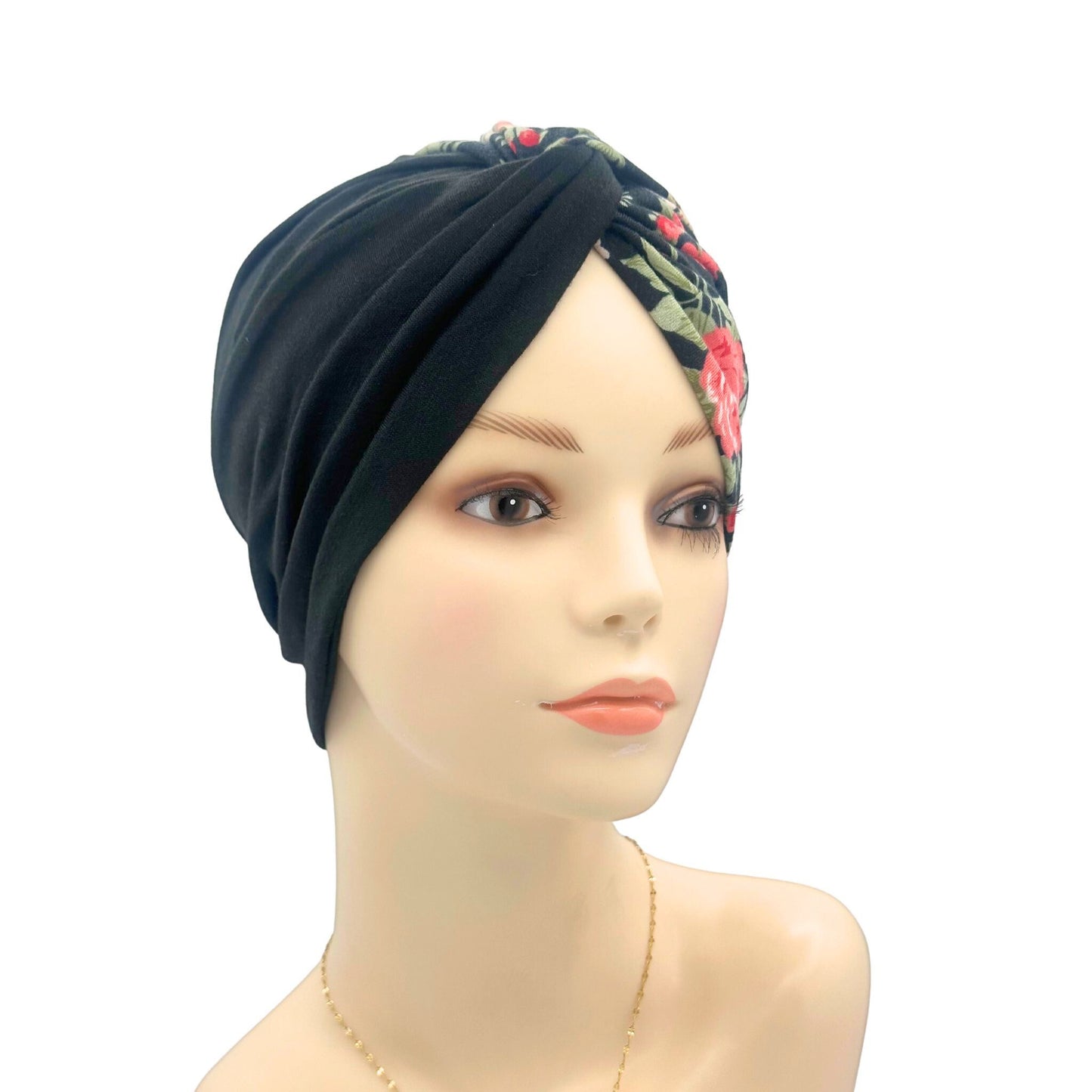 Two-Tone Pattern Chemo headwear black