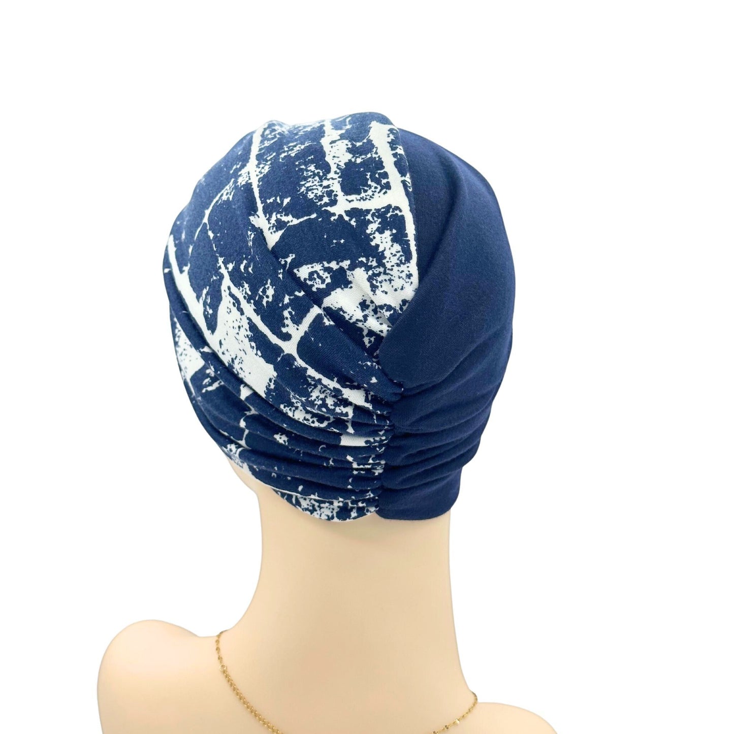 Two-Tone Pattern Chemo hat navy