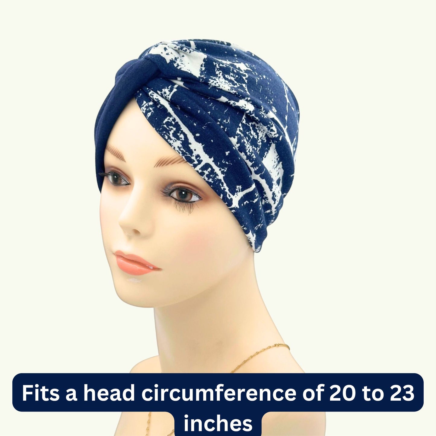 Two-Tone Pattern Chemo Cap navy blue