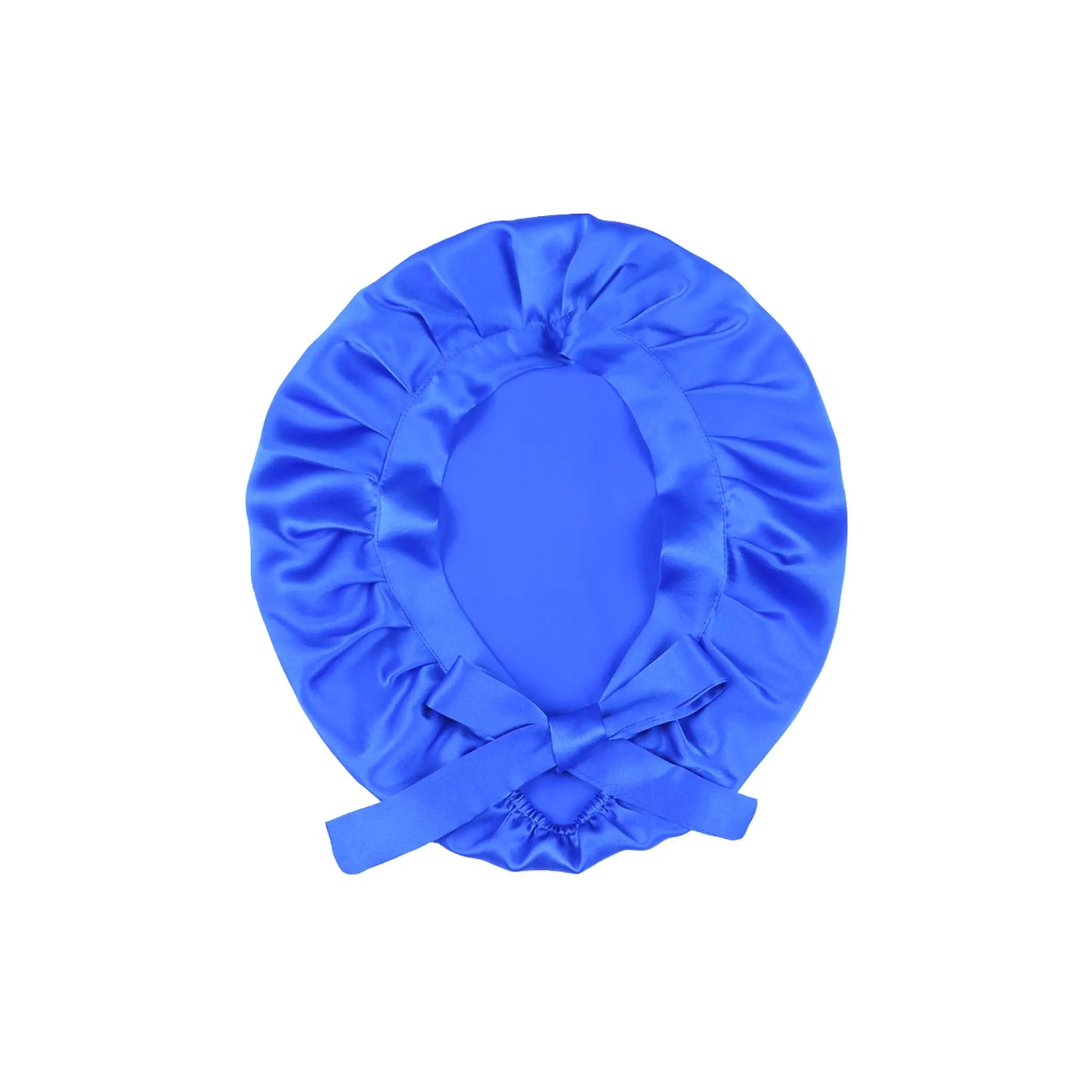 Blue silk bonnet on a white background