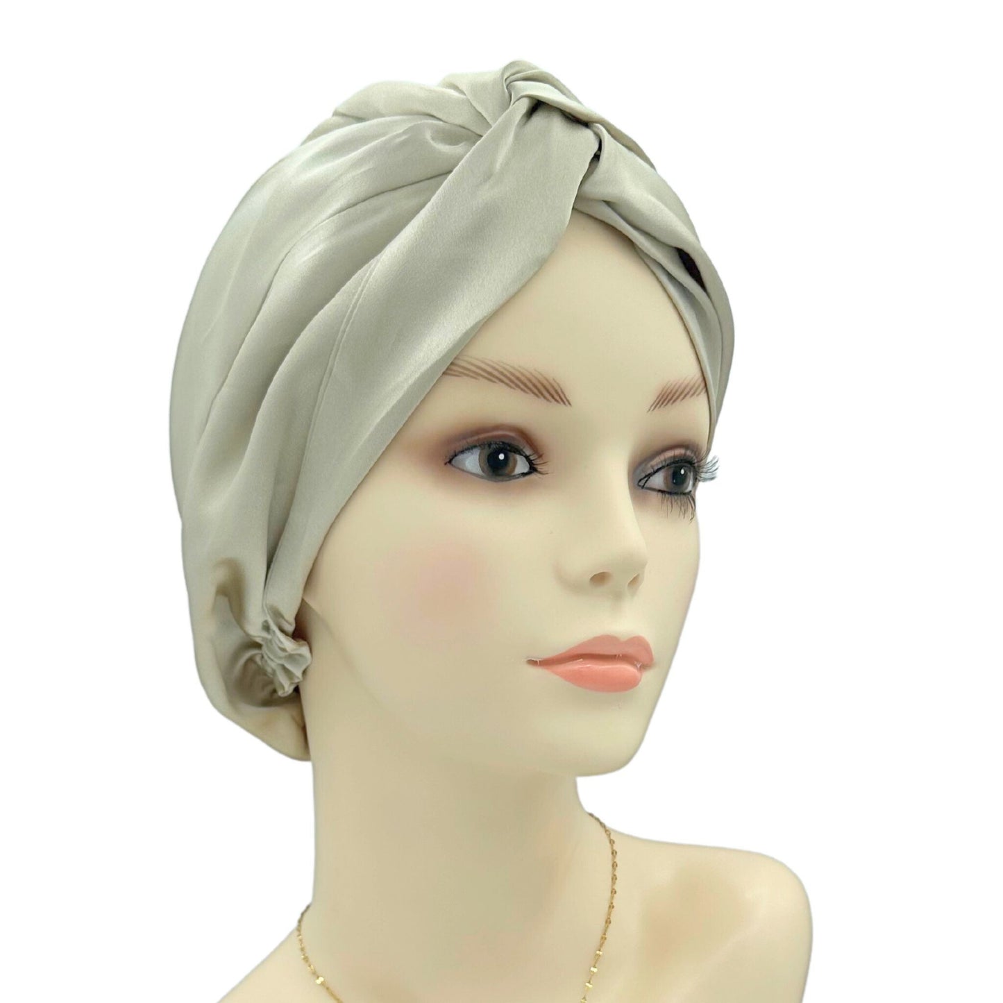 WOMEN SILK SLEEP HAT BEIGE