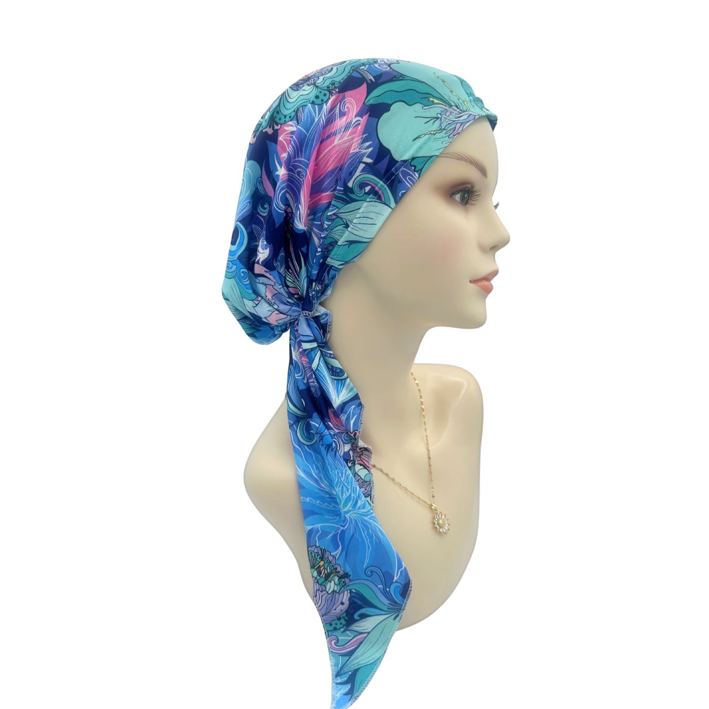 blue chemo headwear