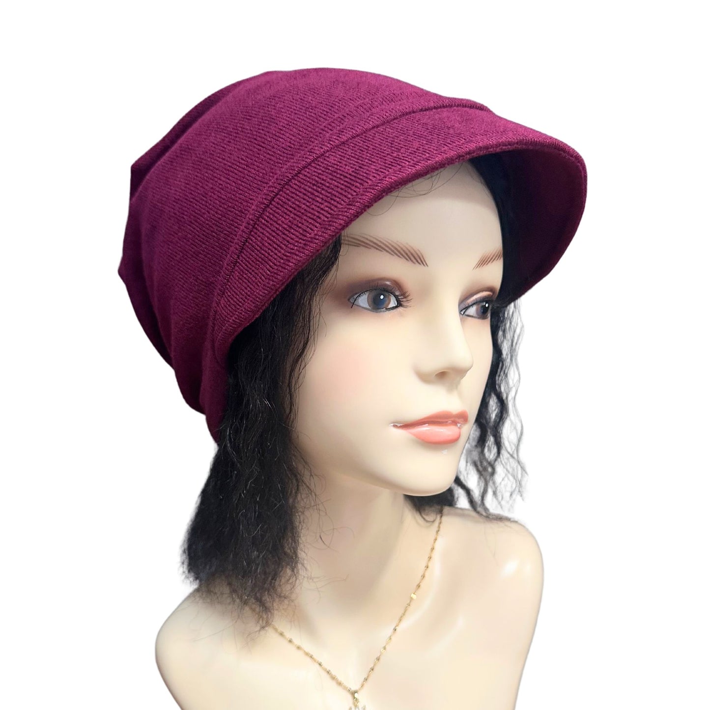 Cotton women's Sun hat with visor-purple