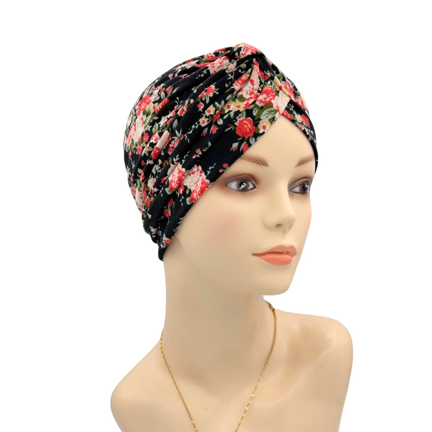 Black floral alopecia headwear