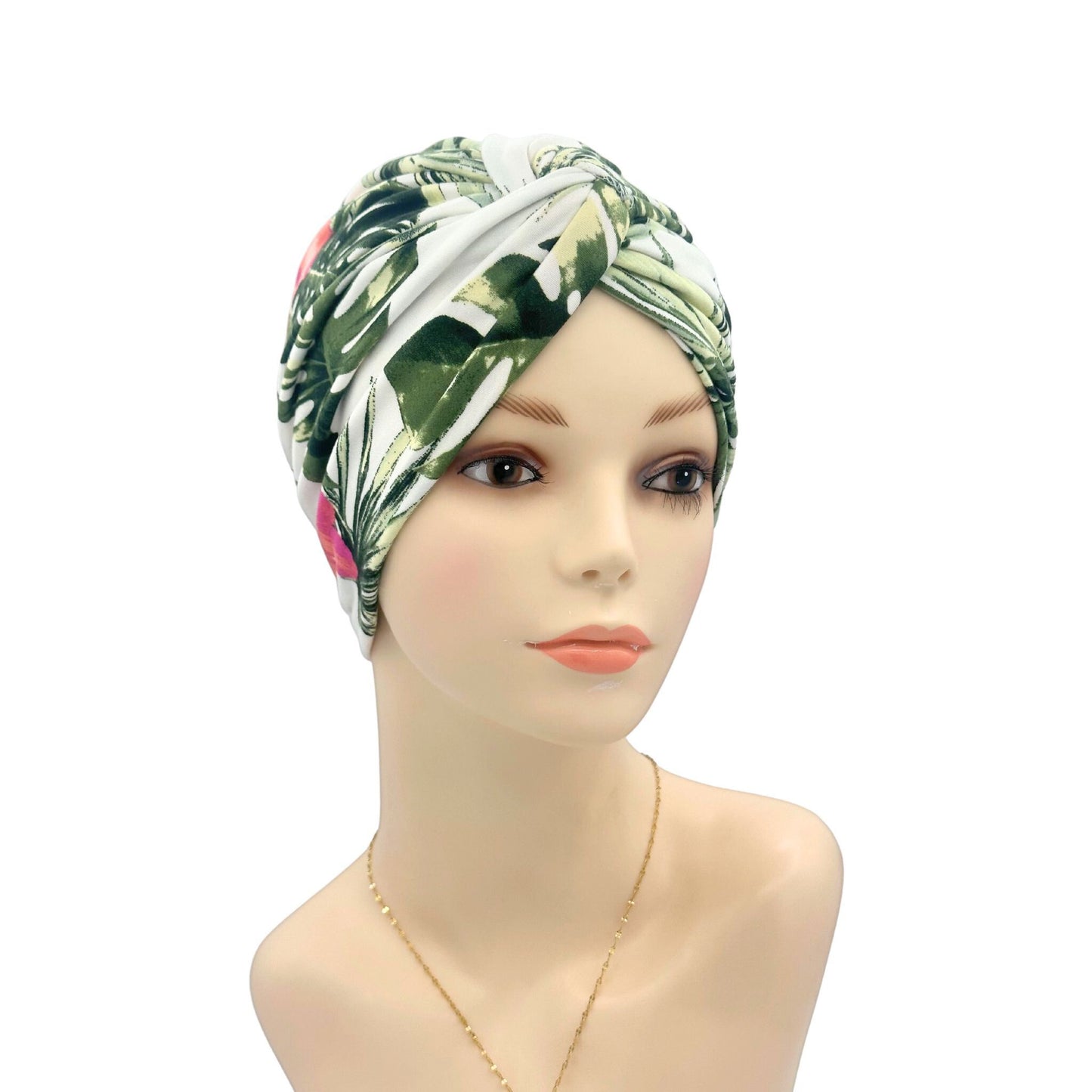 GREEN FLORAL CANCER HEAD COVER