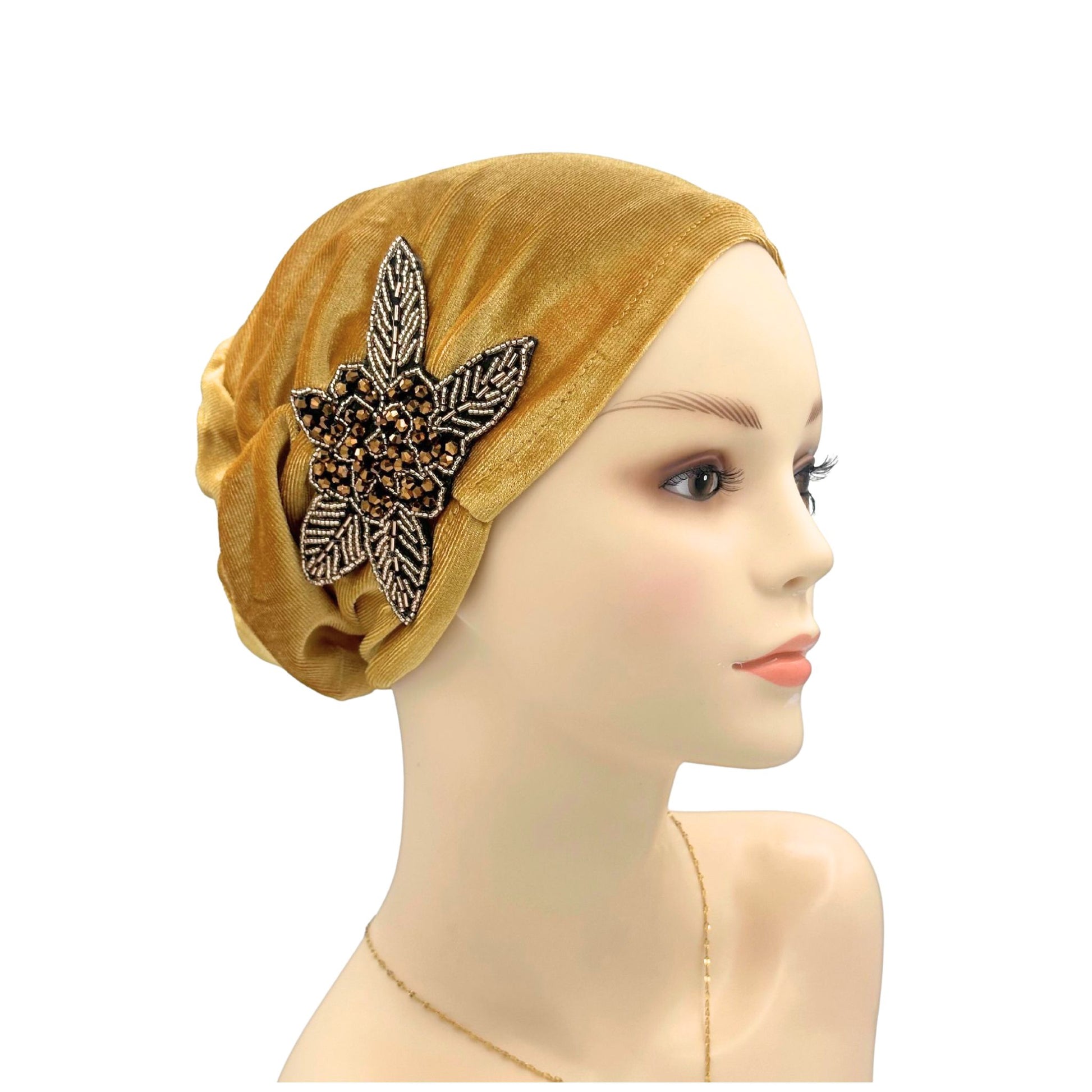 Cute Beaded Rhinestone Cancer Head Covering