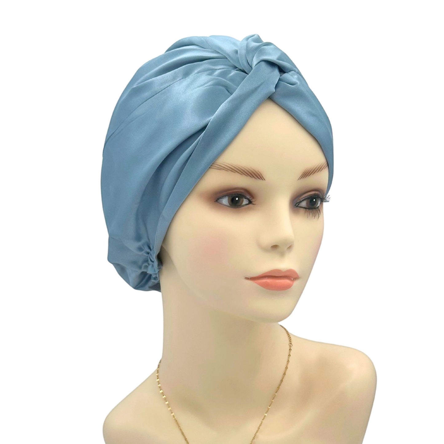 100% Silk Sleep Cap HAZEL BLUE