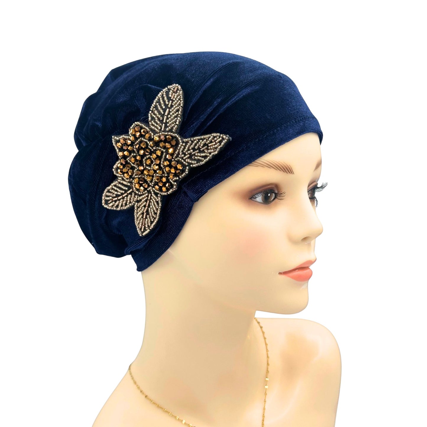 navy hair loss hat for chemo