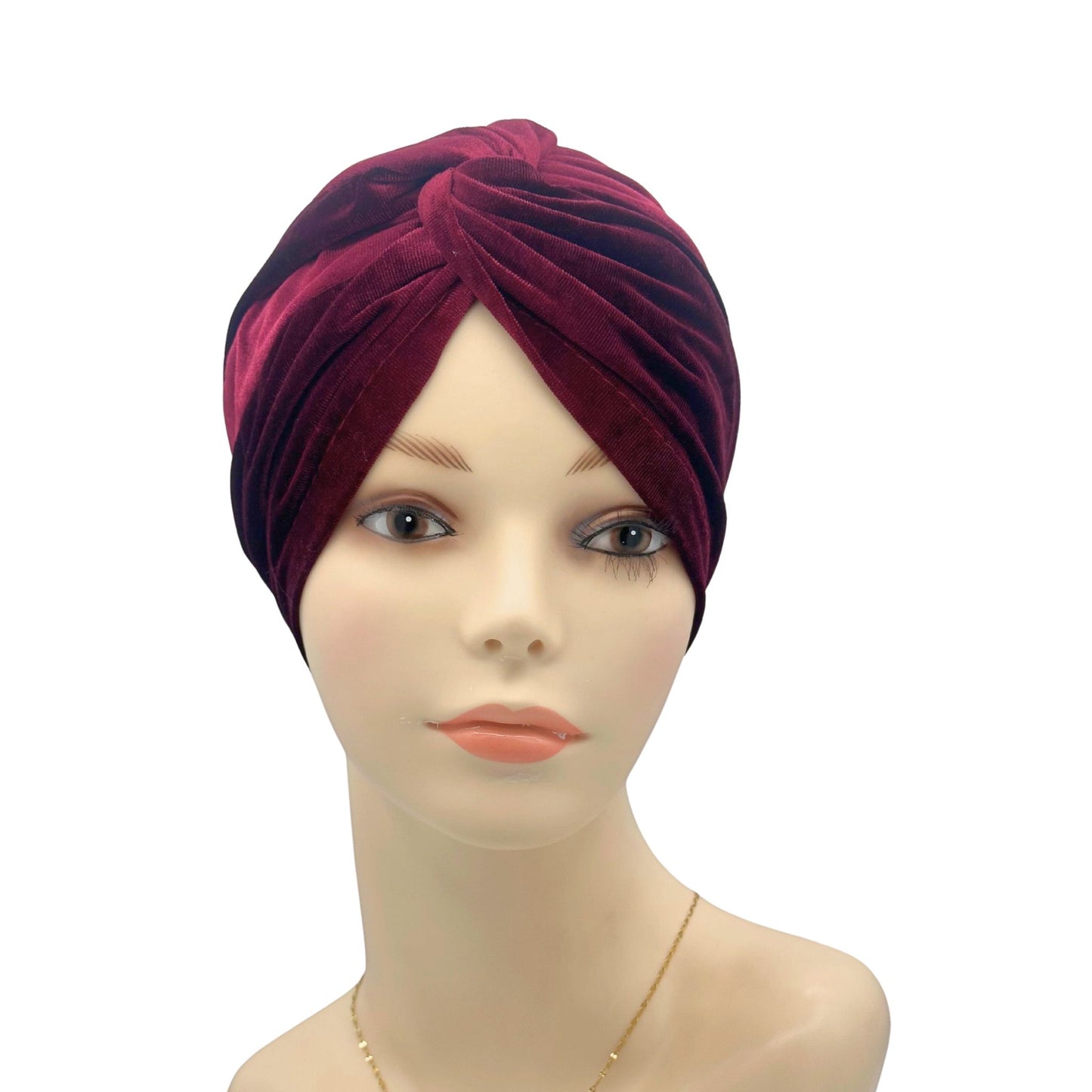 Velvet turban for women wine red