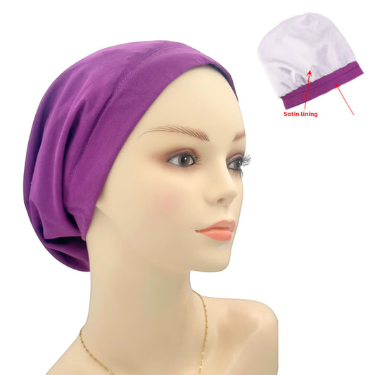 Comfy Cotton Sleep Hat- Satin Lined