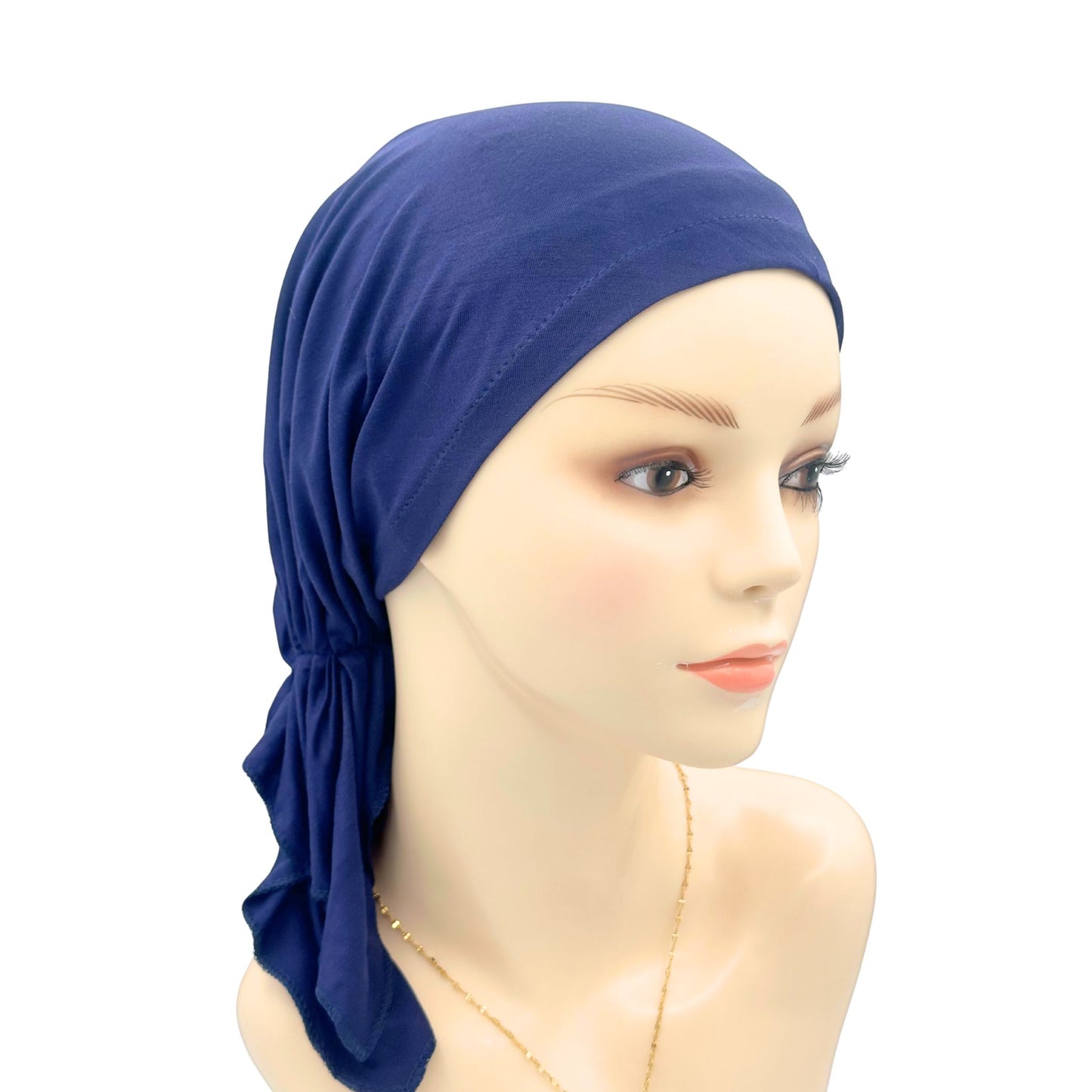 Bamboo Cotton Pre-tied Head Scarf navy