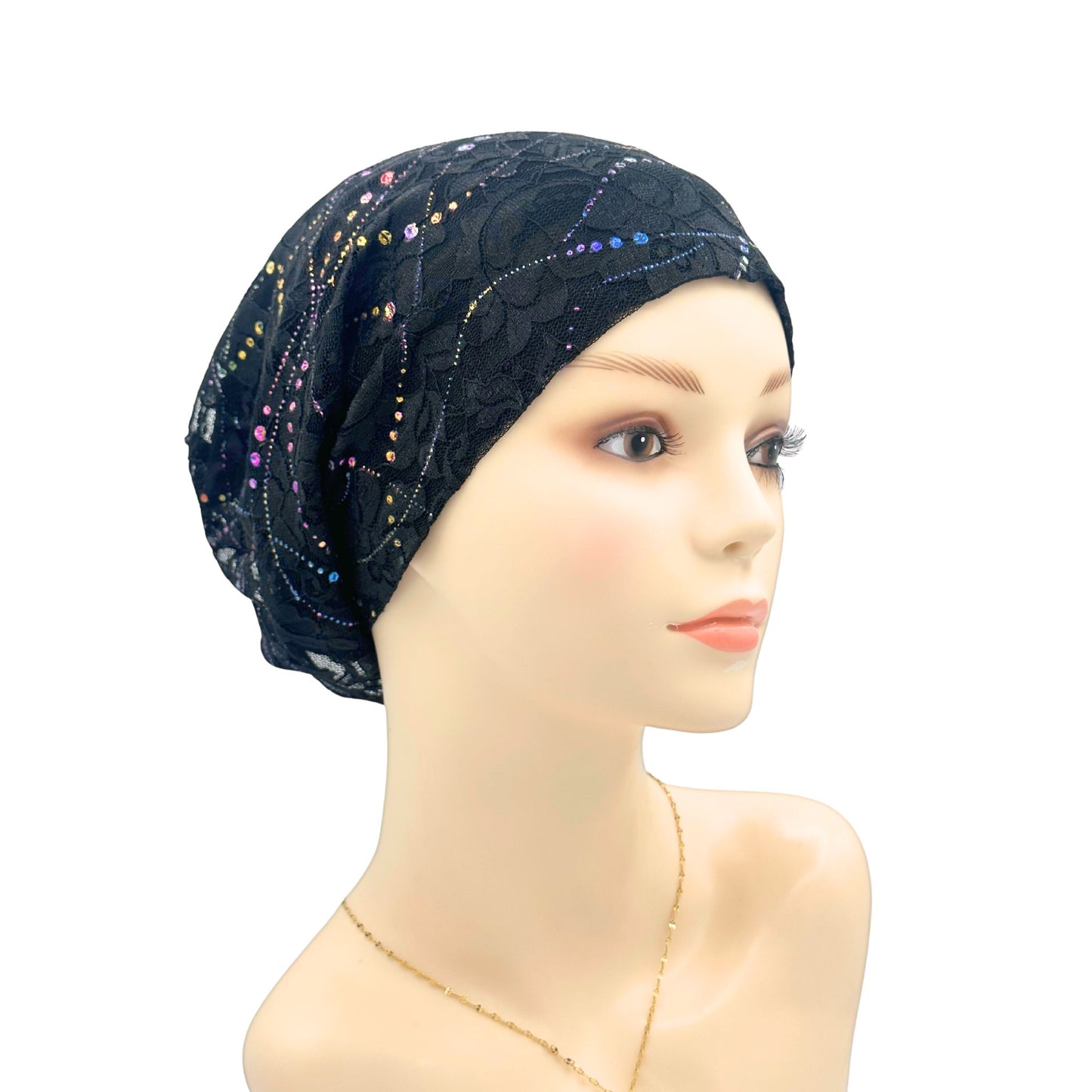 Pretty lace Chemo Headwear BLACK