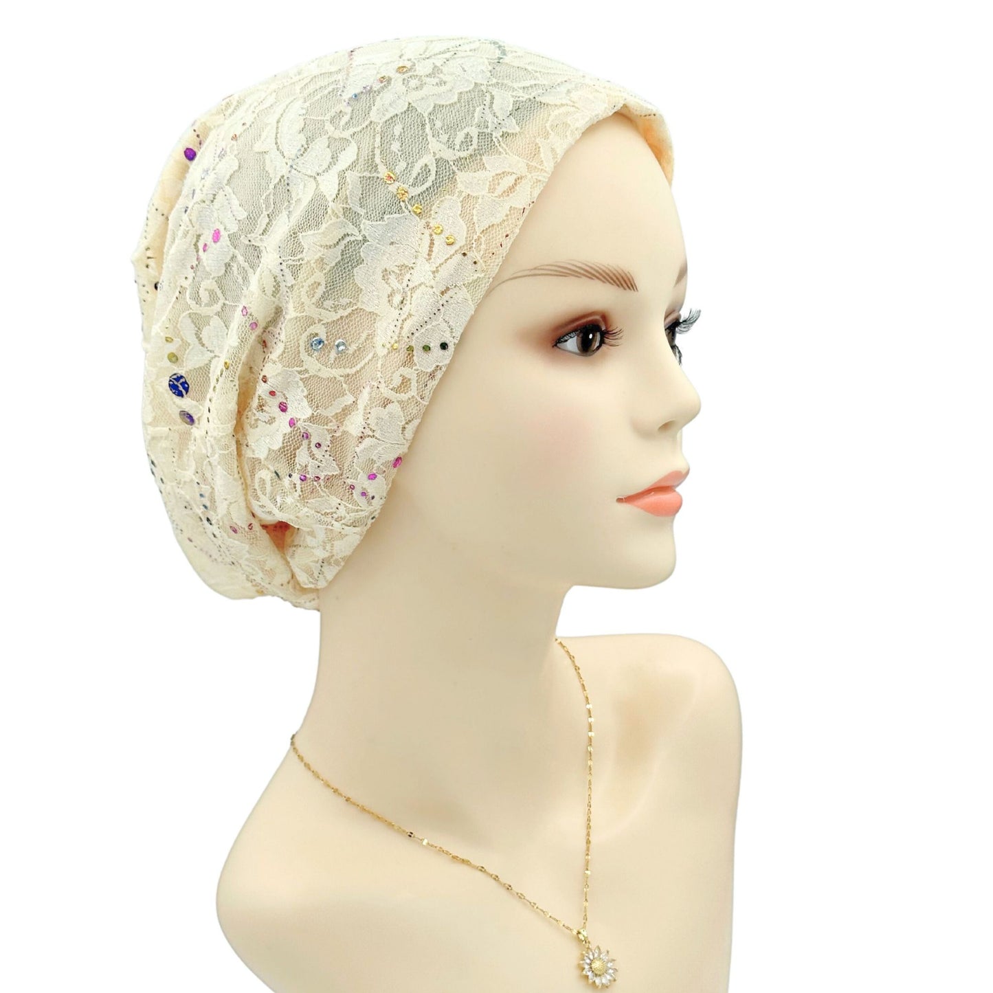 Pretty lace Chemo Headwear BEIGE