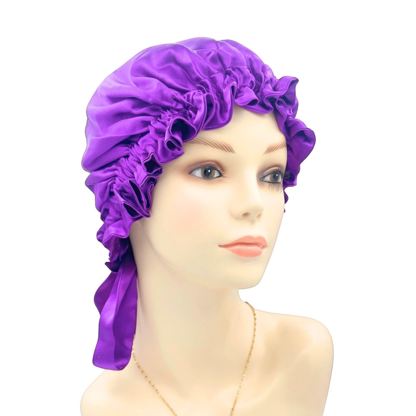 purple pure silk night cap