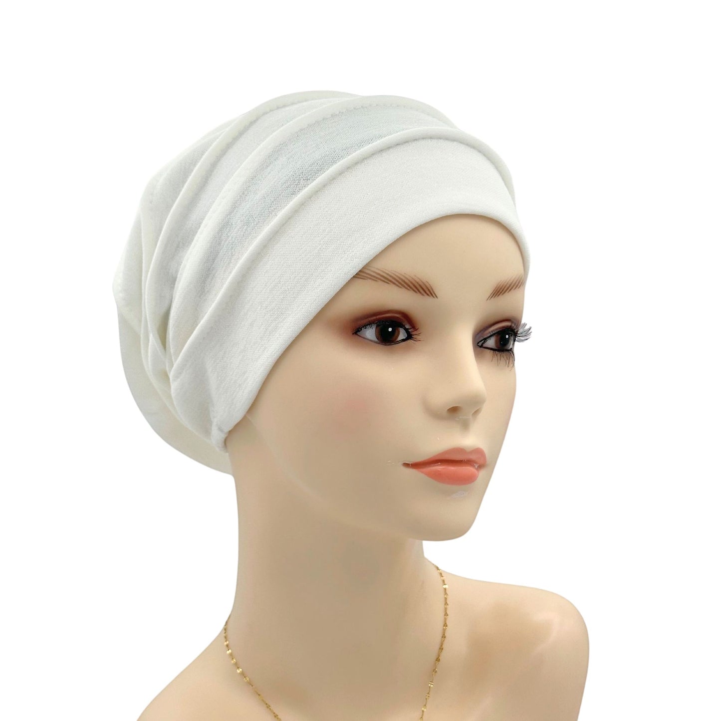 White pleated alopecia cap