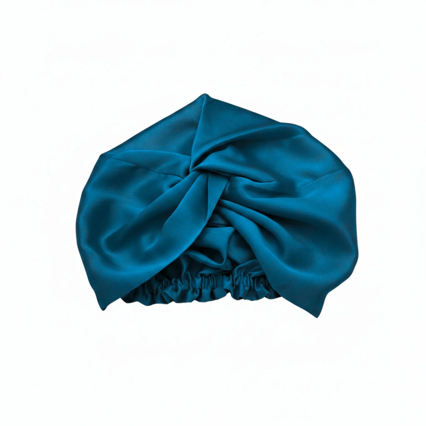 Green silk hair turban on a white background