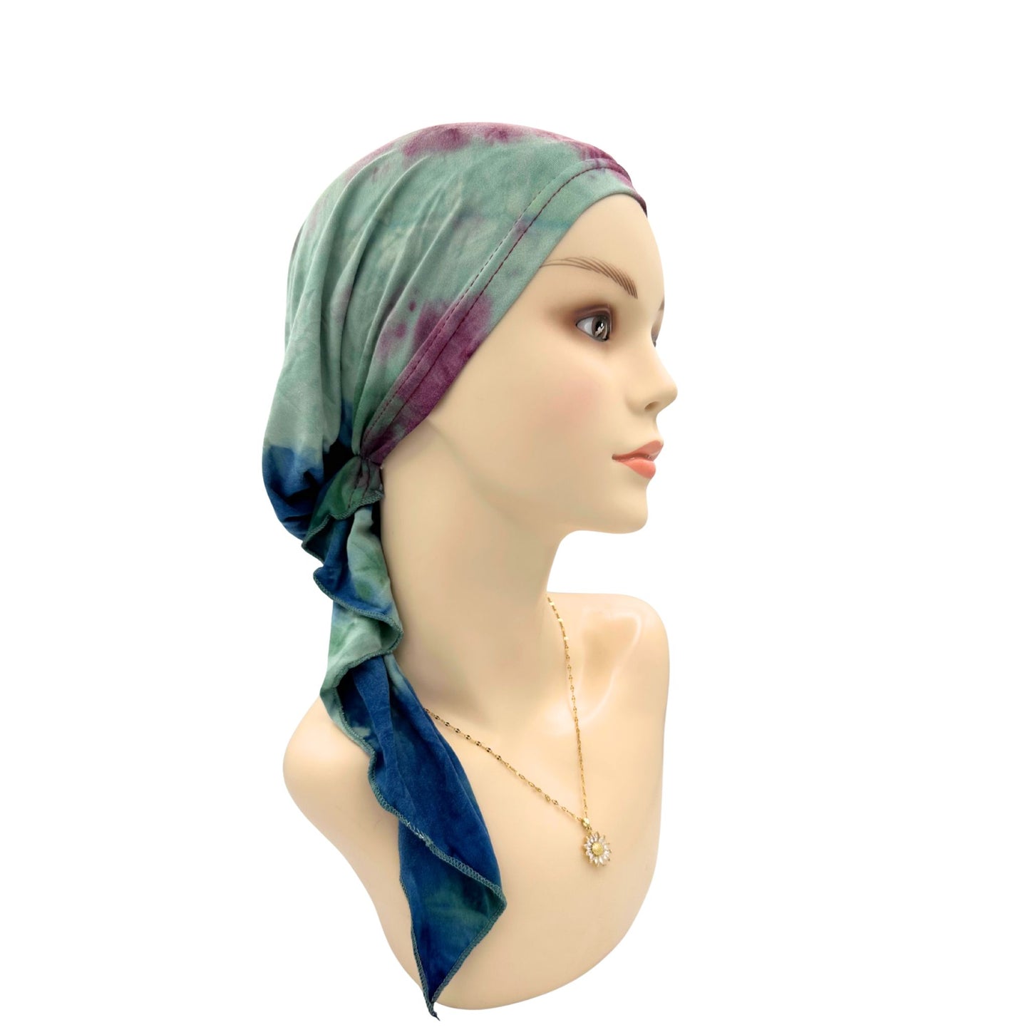 Tie Dye style pretied headscarf for chemo women