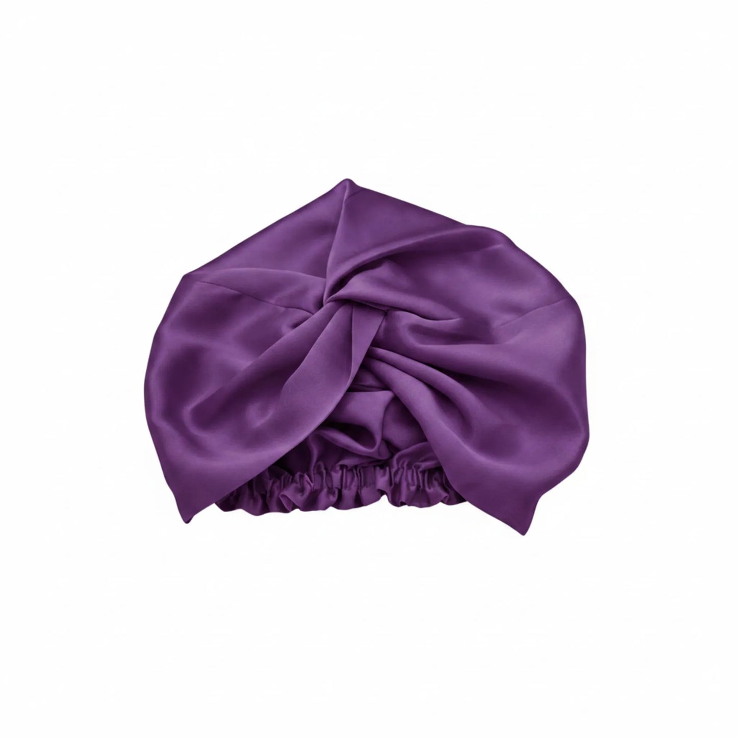 Purple silk head wrap on a white background
