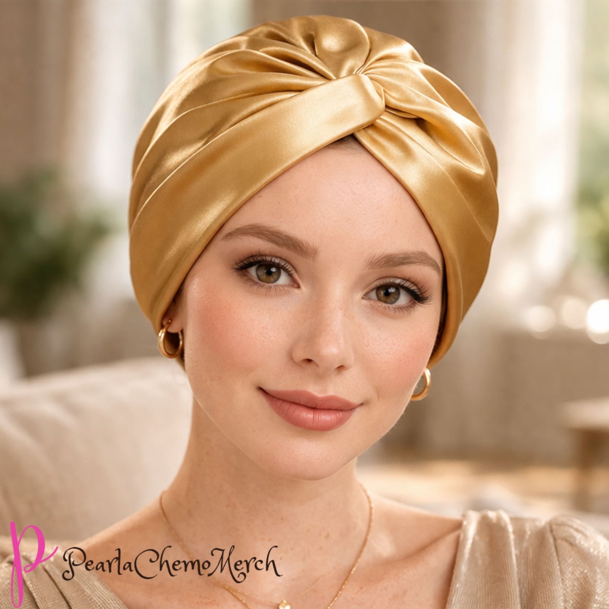 Gold 100% Silk Chemo Sleep Turban