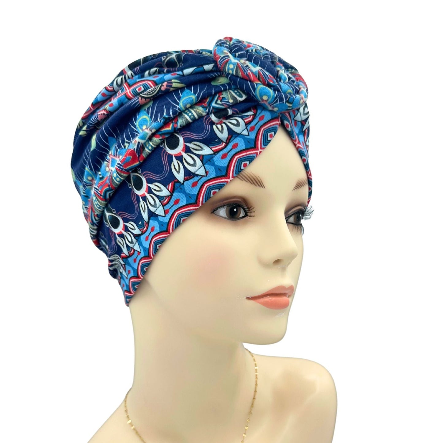 Swirl knot style chemo cap