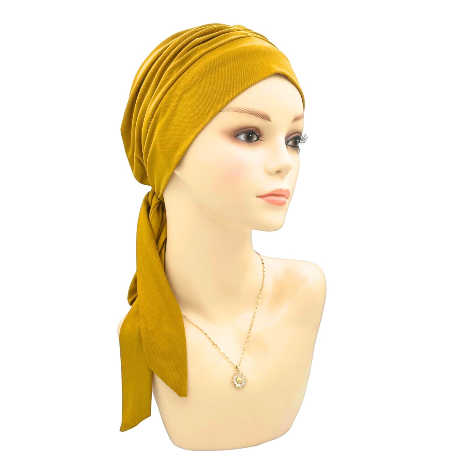 yellow scarf with adjustable straps