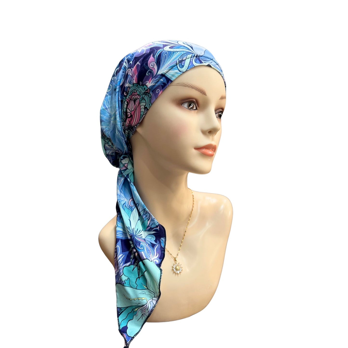 blue chemo headwear