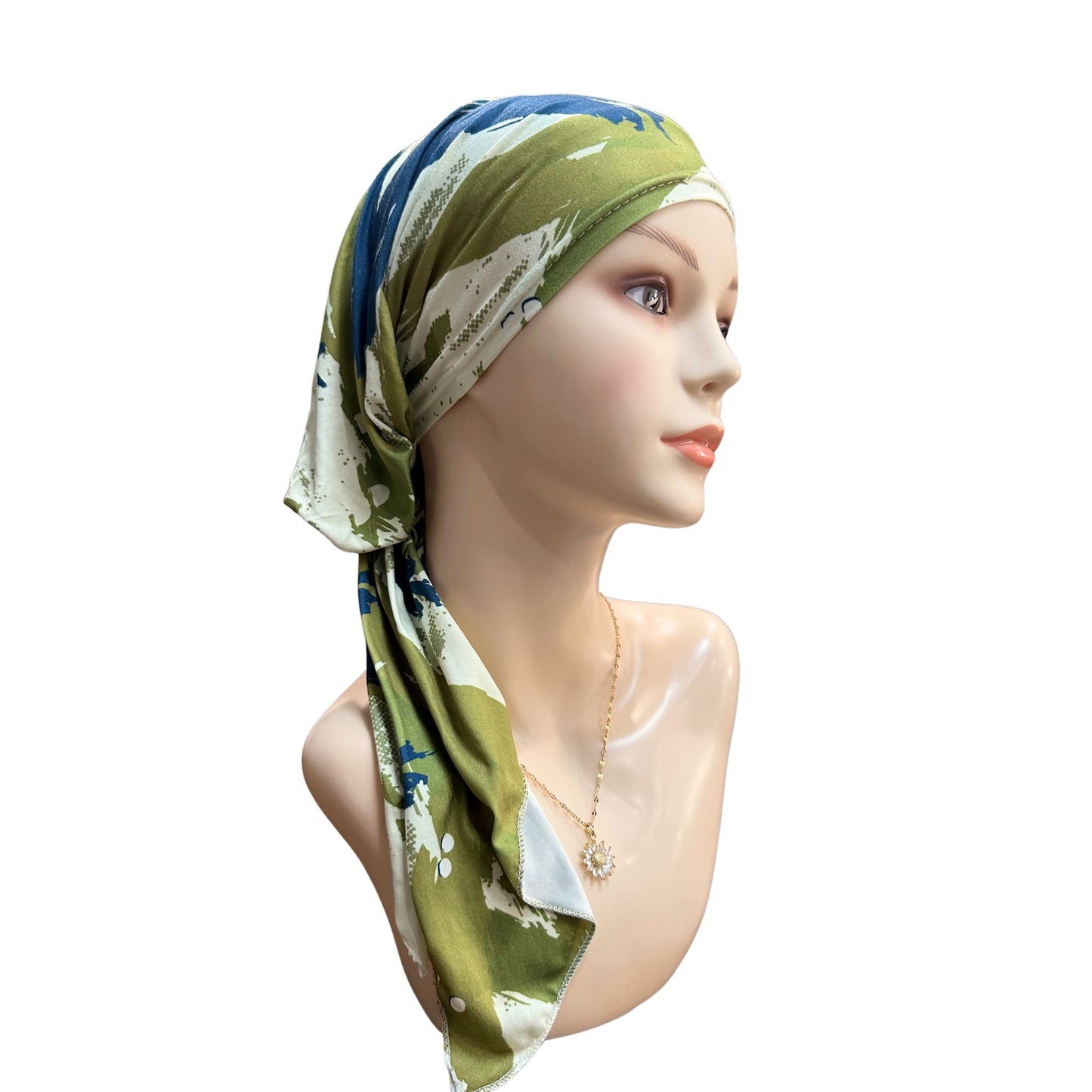 pretied head scarf for cancer women green